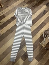NEW Adult Hanna Andersson Men  s Organic Cotton Grey/White Pajama Set L