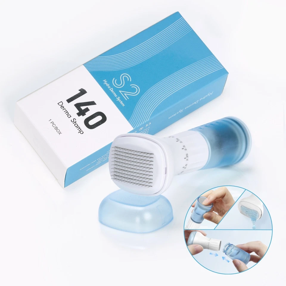 Derma Stamp Dermapen Microneedling Mesoroller 140 Edelstahl Nadeln mit Serumtank - Bild 1 von 4