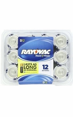  Rayovac High Energy D Batteries (12 Pack), Alkaline D Cell Batteries