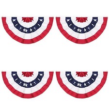 American Pleated Fan Flag,3 X1.5 Ft USA Patriotic Flag Bunting Half Fan 4pcs