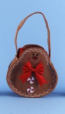Don Mechanic 12" Brown Gingerbread Man Basket Pouch Christmas Red Hand Towels