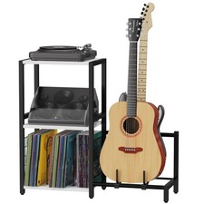 End Table with Guitar Stand,Record Player Stand,Vinyl Records Storage,2-Tier ...