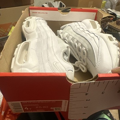 Nike Air Max 95 Recraft GS Triple White Retro CJ3906-100 Size 4Y NO LID