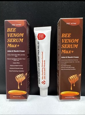 2x Bee Venom Serum Max+ Joint+MuscleCream Arnica-B6-MSM-Aloe Vera-Instant Effect