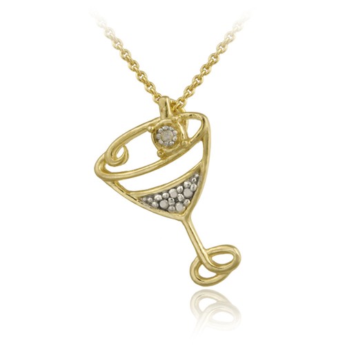 Gold over 925 Silver Diamond Martini 