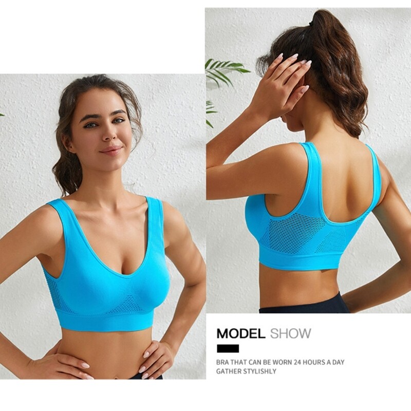 BESSKY Women's Plus Size Padded Bralette - Running Fitness Yoga Bra - Breathable, Lightweight (S Up To 5XL)