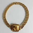 Vintage Trifari Gold Tone Chain Link Crystal Necklace Costume Statement Jewelry