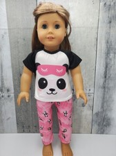 Nightwear, Pant Style, Panda Bear Outfit    Slippers for 18" Dolls
