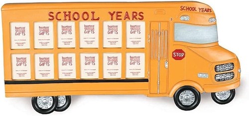 burton+BURTON School Bus Shape Frame, 13-inch Width, Photo Holder, School Decor