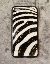 Black & White Zebra Print and Gold Flakes Soft TPU iPhone Plus Case