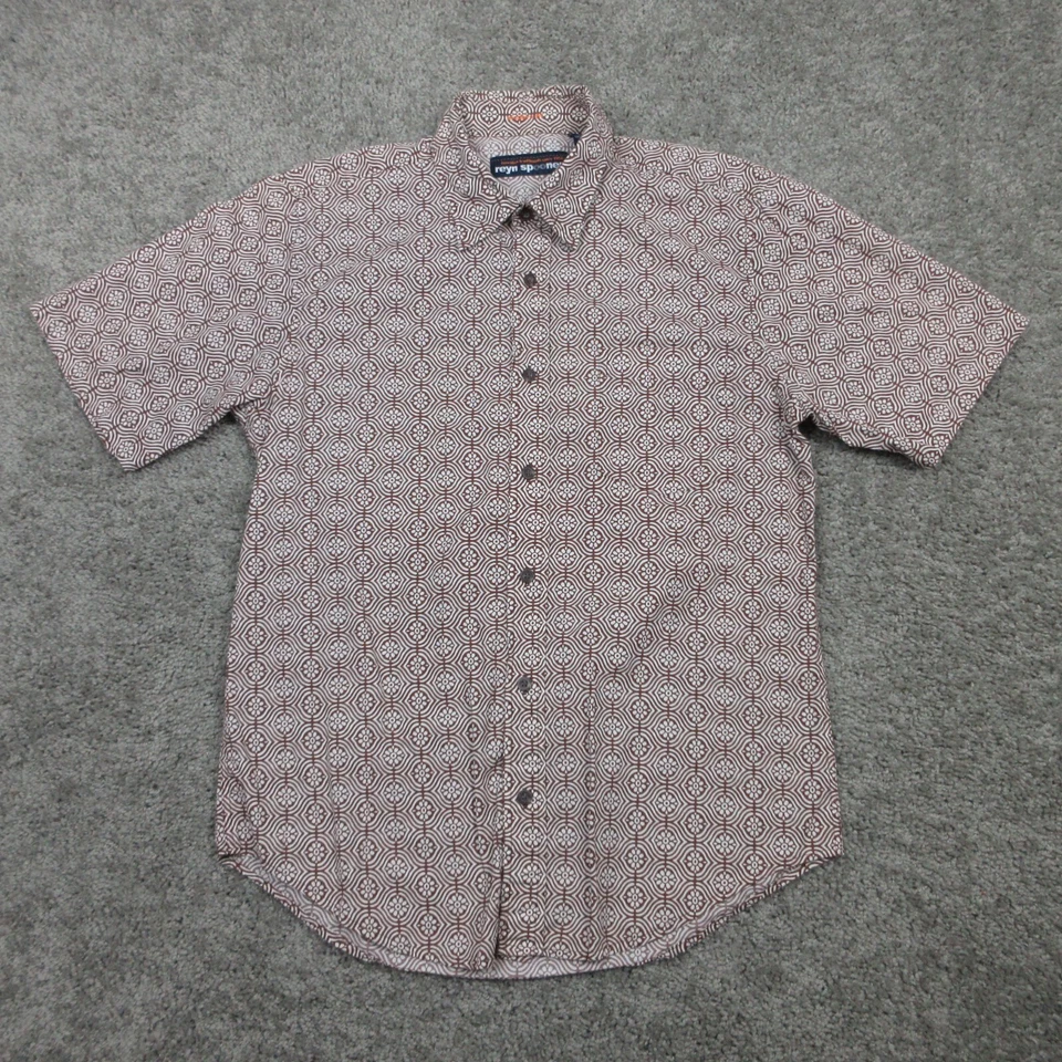 Reyn Spooner Shirt Mens Medium Red Geometric Modern Fit Tropical Aloha Tiki - Image 2 of 4