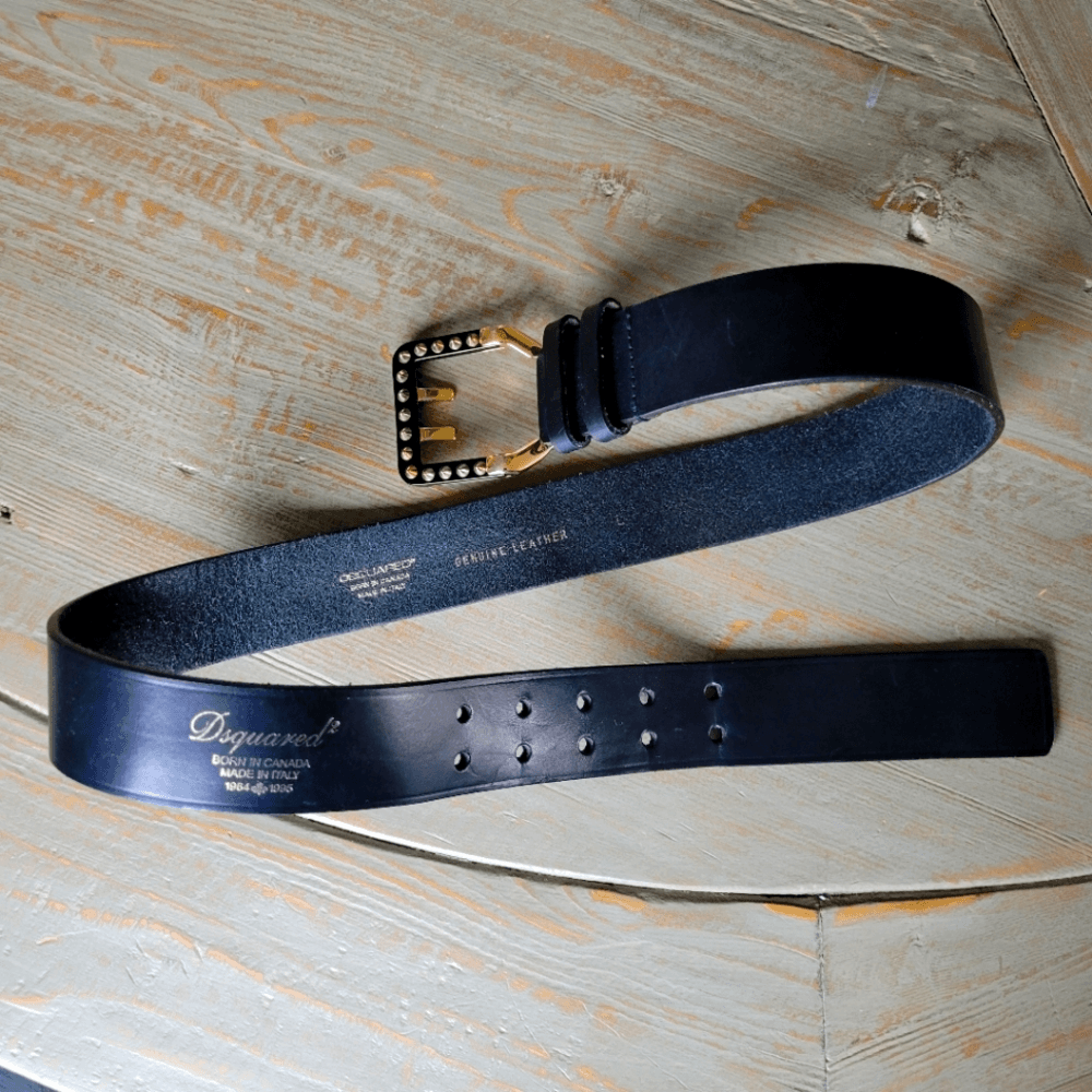 DSQUARED2 Black Spike Leather belt L | eBay display picture 1