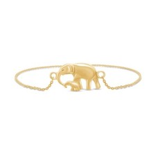 Loving Mom with Baby Elephant Chain Link Bracelet 6.5" in 925 Sterling Silver