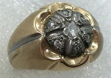 14 karat men's diamond ring 14K yellow white gold 1/4 carat diamond cluster ring