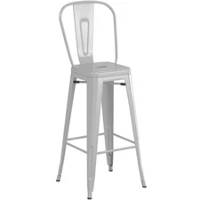 30'' High Silver Metal Cafe Restaurant Barstool Chair For Indoor or Outdoor