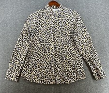 J. Crew Animal Print Button Up Collared Shirt Women's Size Medium