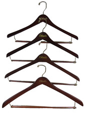 Lot of Four Dillards Wooden Suit Hangers Clothing Pants Jackets Brown Glossy