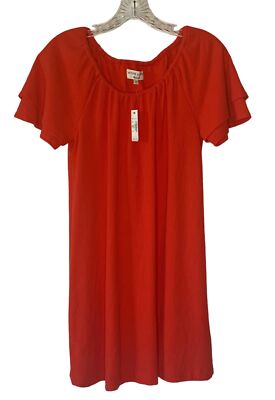 MADEWELL Texture & Thread Red Crinkle Texture Tier Sleeve Baby-Doll Dress NWT XS