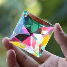 Suncatcher 2PC Hanging Glass Prism Crystal for Window Brilliant Colorful Square