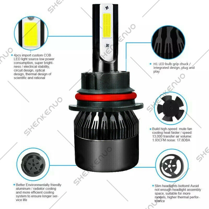 Para Ford Crown Victoria 1999-2011 9007 HB5 8000K LED Faros Bombillas haz alto-bajo Foto 2 de 4