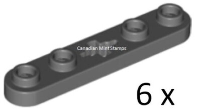 New Lego 6x Dark Bluish Gray Technic Plate 1x5 4 Studs Center Axle 32124 50029