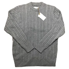 NWT Long Wharf Seawell Crewneck Sweater Gray Mens Tag Medium Tight Knit