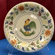 Royal Norfolk Primative Country Dinner Plate Hand Painted  Rooster Flowers Decor