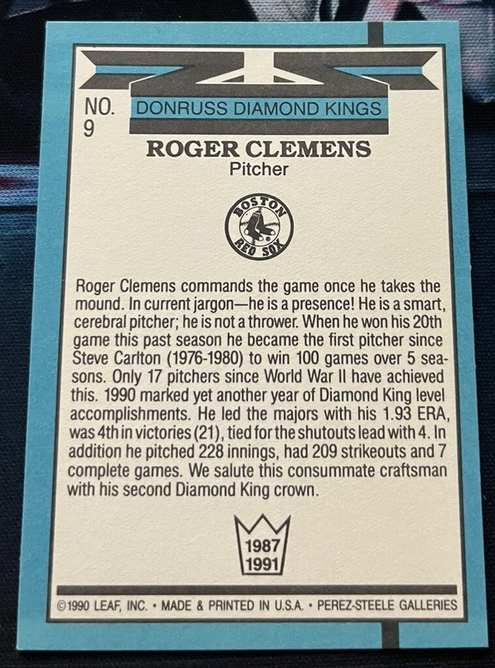 1990 Donruss Diamond Kings (No Red Stripes on Right Border) 9 Roger