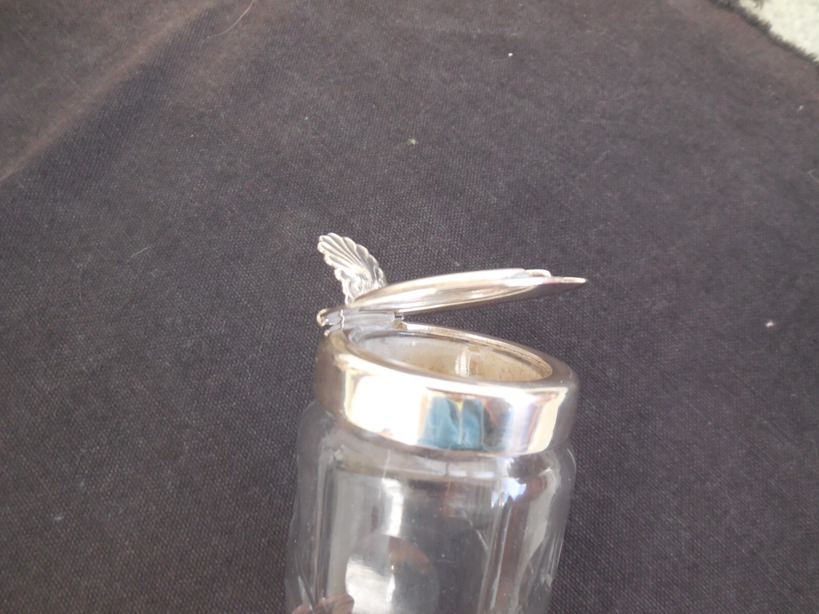 Antique Oil and Vinegar Set/Dispensers silver plated metal, original glasses