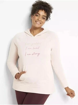 Lane Bryant 18/20 Livi Lounge Hoodie I Am Strong Lotus Pink Ombre Print - Image 1 of 4