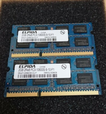 4GB DDR3-RAM Speicher Notebook SO-DIMM PC3-10600S Elpida EBJ21UE8BDS0-DJ-F