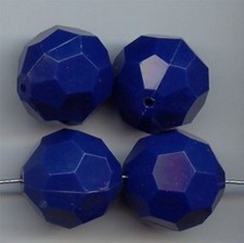 12 VINTAGE NAVY BLUE ACRYLIC 20mm. FACETED ROUND BEADS 5478