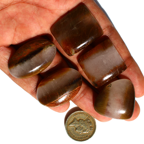 5 Pcs Natural Cacoxenite Rutilated Quartz 26mm-35mm Cabochon Loose Gemstones Lot - Picture 12 of 13