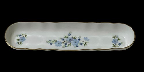 Aristocrat Bone China Handmade England Nut Mint Olive Tray White Floral Vintage - Picture 4 of 10