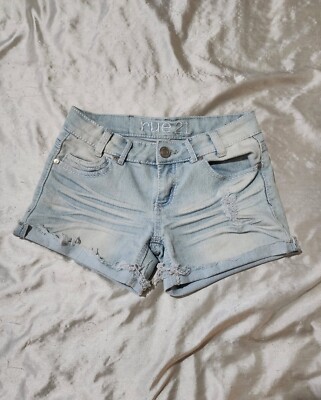 Rue21 Low Rise Light Wash Distressed Raw Rolled Hem Denim