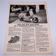 1964 Vespa Motor Scooter Vintage Original Print Ad 13.5x10" moped motorbike