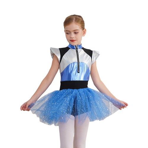 ·Girls Sequins Alien Halloween Performance Costume Jazz Dance Leotard Dress - Picture 10 of 18