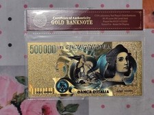 BANCONOTA 500000 LIRE DORATA DA COLLEZIONE RAFFAELLO - CON CERTIFICATO