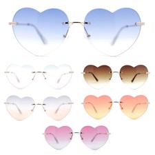 Elegant Womens Rimless Perfect Heart Shape Spring Hinge Sunglasses