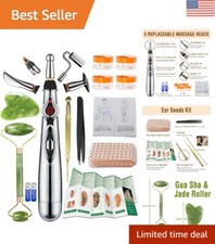 Complete Acupuncture Therapy Set: 5-Head Pen, Gua Sha, 600 Ear Seeds, and More