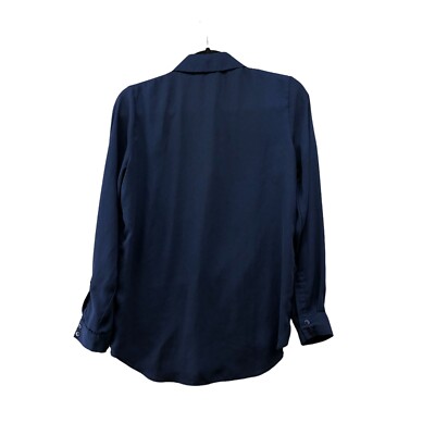 ASOS Button Down Shirt Womens S (4) Navy Blue Long Sleeve Blouse Flowy  Career | eBay