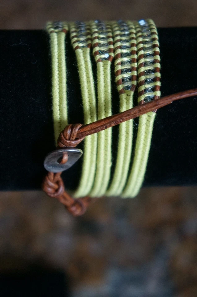 NUEVO Pulsera Chan Luu Hombres Mujeres Cristal Swarovski Amarillo Neón Algodón 5 Envolturas Foto 2 de 4