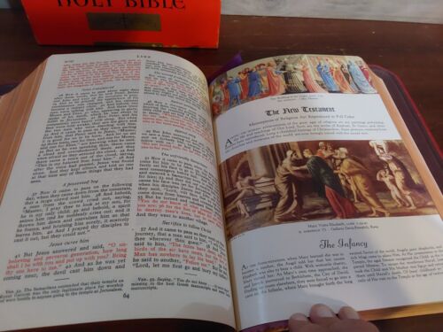 Holy Bible Papal Edition 1951 Red Leather Catholic Press Original Box - Picture 11 of 13