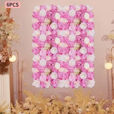 Artificial Flower Wall Panels 6Pcs Decorative Faux Flower Wall Mat 15x15in