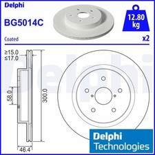 2x Bremsscheibe Delphi BG5014C 2 Bremsscheiben Hinterachse Hinten für Subaru