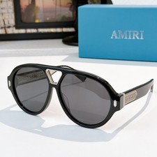Amiri Sunset Aviator Sunglasses Black Grey Lens 62-13-145 With New Case
