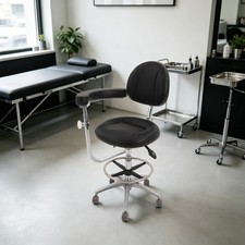 Black Rolling Stool Height Adjustable Rolling Chair Convenient Assistant Chair