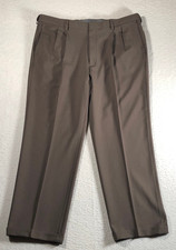 Haggar Premium Comfort Men's Dress Pants Pleated Classic Flex Waist Brown 40x30