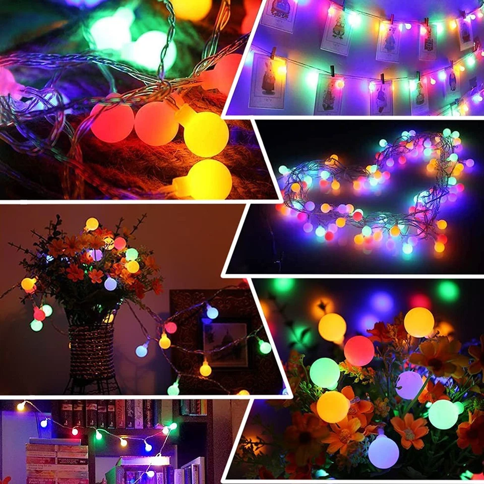 Fairy Lights Plug in 120 LEDs, 15M/49ft Globe String Lights Mains Powered, 8 ... - Image 2 of 4