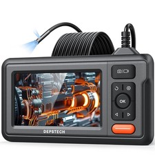 DEPSTECH Dual Lens Borescope Camera with Light, HD Endoscope, 4.3'' IPS Screen,